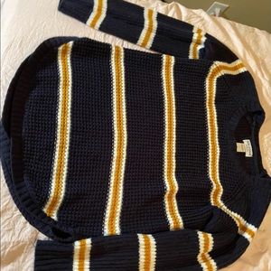 Navy blue,orange and white sweater